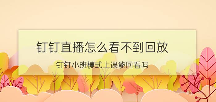 钉钉直播怎么看不到回放 钉钉小班模式上课能回看吗？